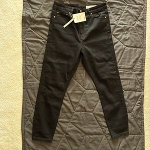 ASOS women jeans black cotton blend high rise skinny stretchy pants denim 32/30